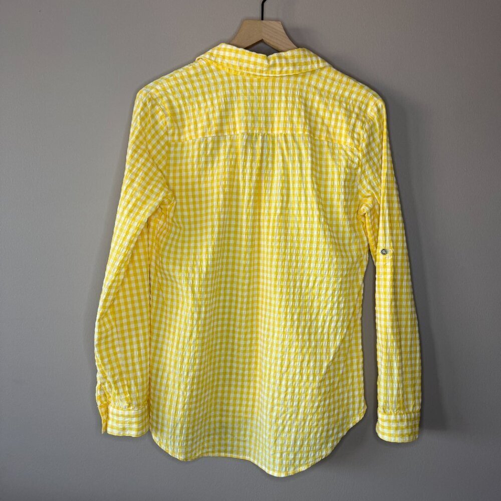Women's M Kut From The Kloth Feena Button Down Yellow Gingham - Picture 3 of 7